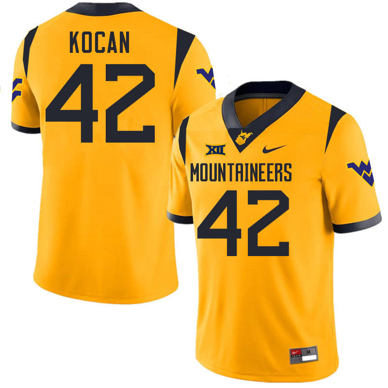 RJ Kocan WVU Jersey,West Virginia Mountaineers #42 RJ Kocan Jersey Youth College-Gold